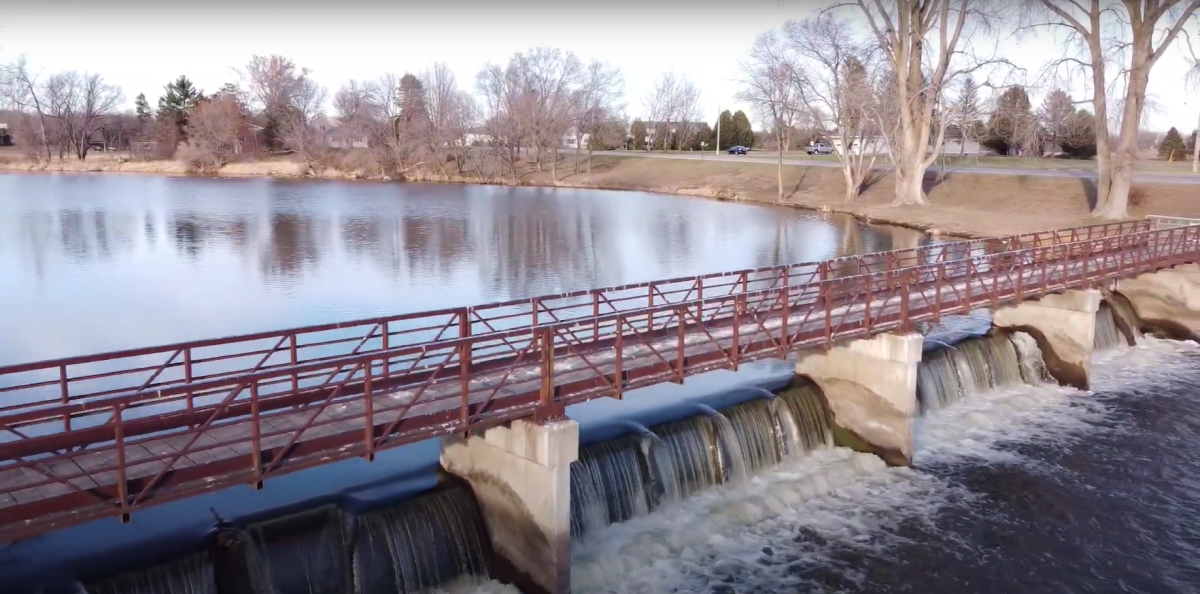 Walk bridge over dam