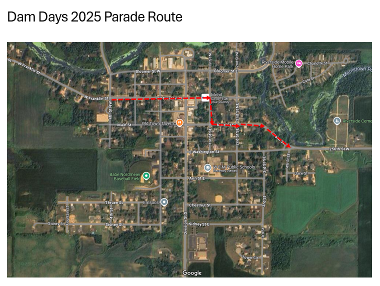 Map of proposed route